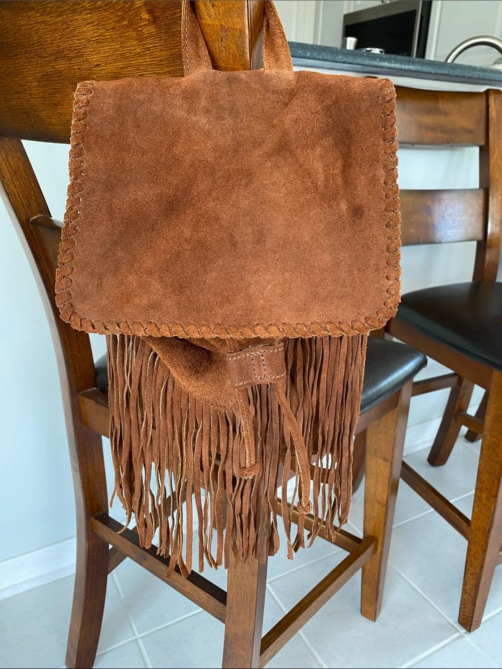 Sorpresa! Suede Fringe Rucksack Backpack Cowboy Ranch Western Genuine Leather